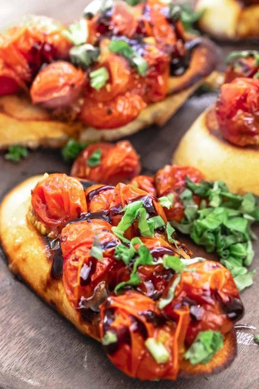 Balsamic Glazed Grape Tomato Bruschetta