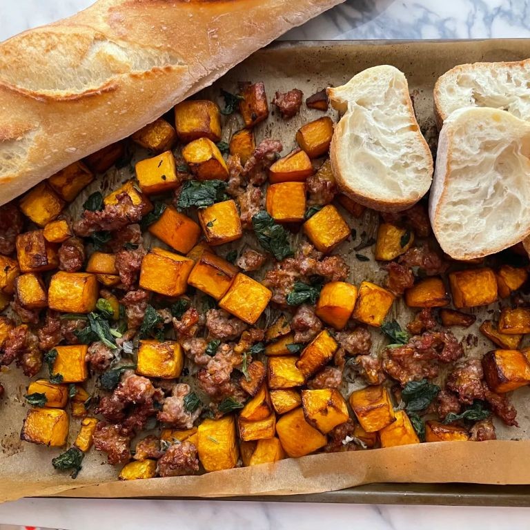 Balsamic Glazed Italian Sausage and Butternut Squash Bake