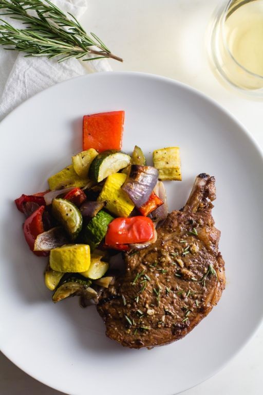 Balsamic Glazed Pork Chops with Roasted Vegetables