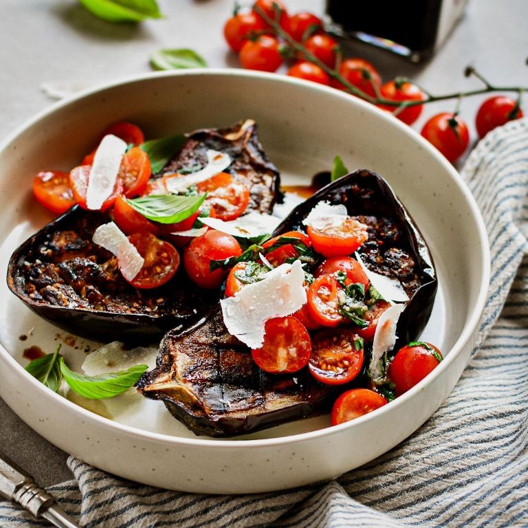Balsamic Glazed Sauteed Eggplant with Cherry Tomatoes