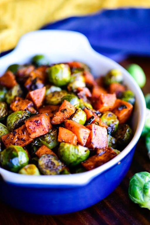 Balsamic Roasted Brussels Sprouts and Sweet Potatoes