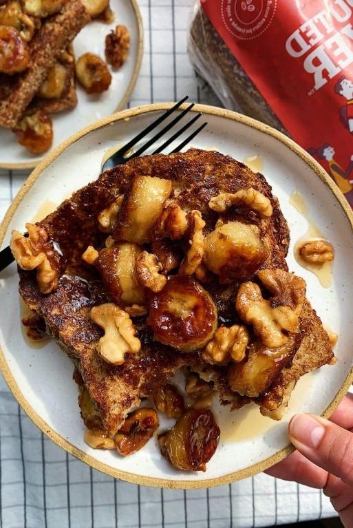 Banana Caramel Torrejas with Walnuts