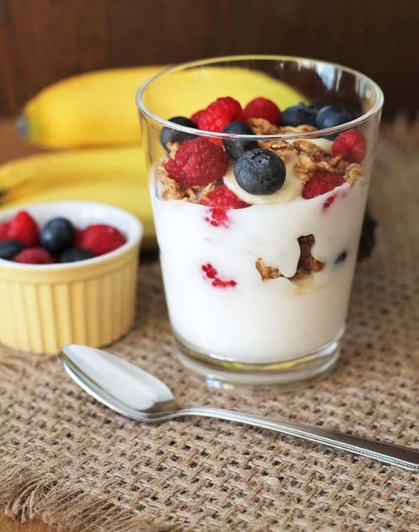 Banana Protein Parfait with Berries