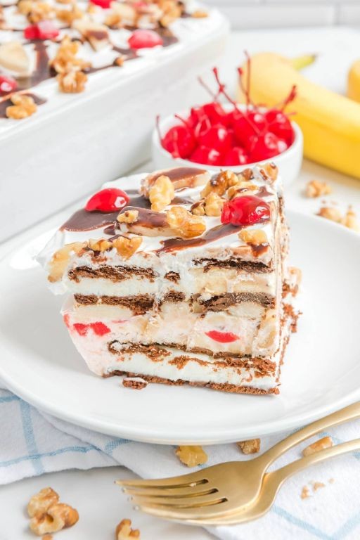 Banana Split Ice Cream Sandwich with Walnut Crust