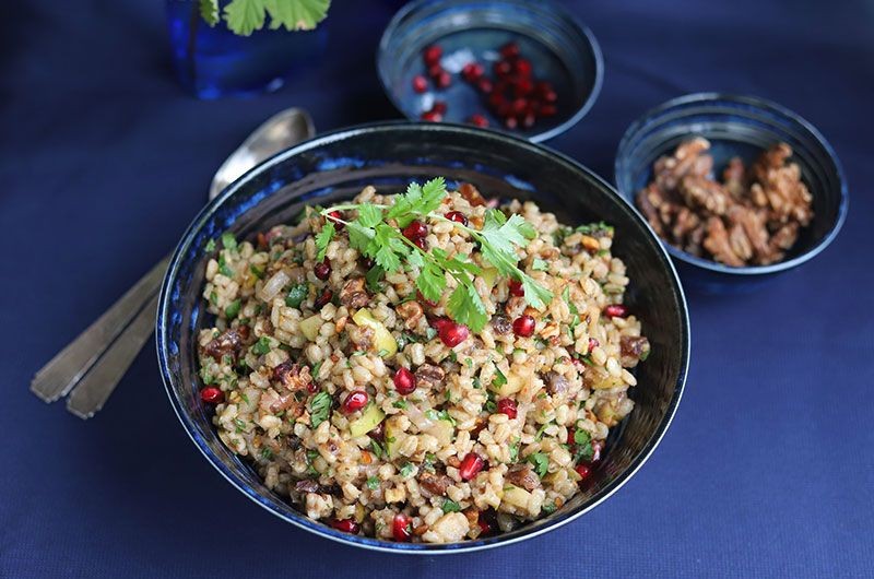 Barley Salad with Apples, Walnuts, and Maple Dressing