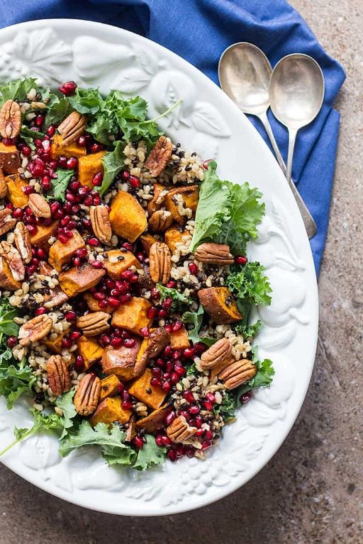 Barley Salad with Sweet Potatoes and Pomegranate Seeds