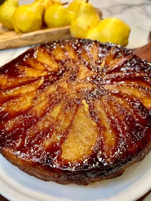 Bartlett Pear and Caramel Upside-Down Cake