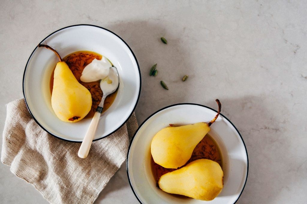 Bartlett Pear and Cardamom Poached Pears