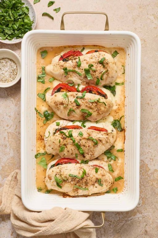 Basil and Mozzarella Stuffed Chicken