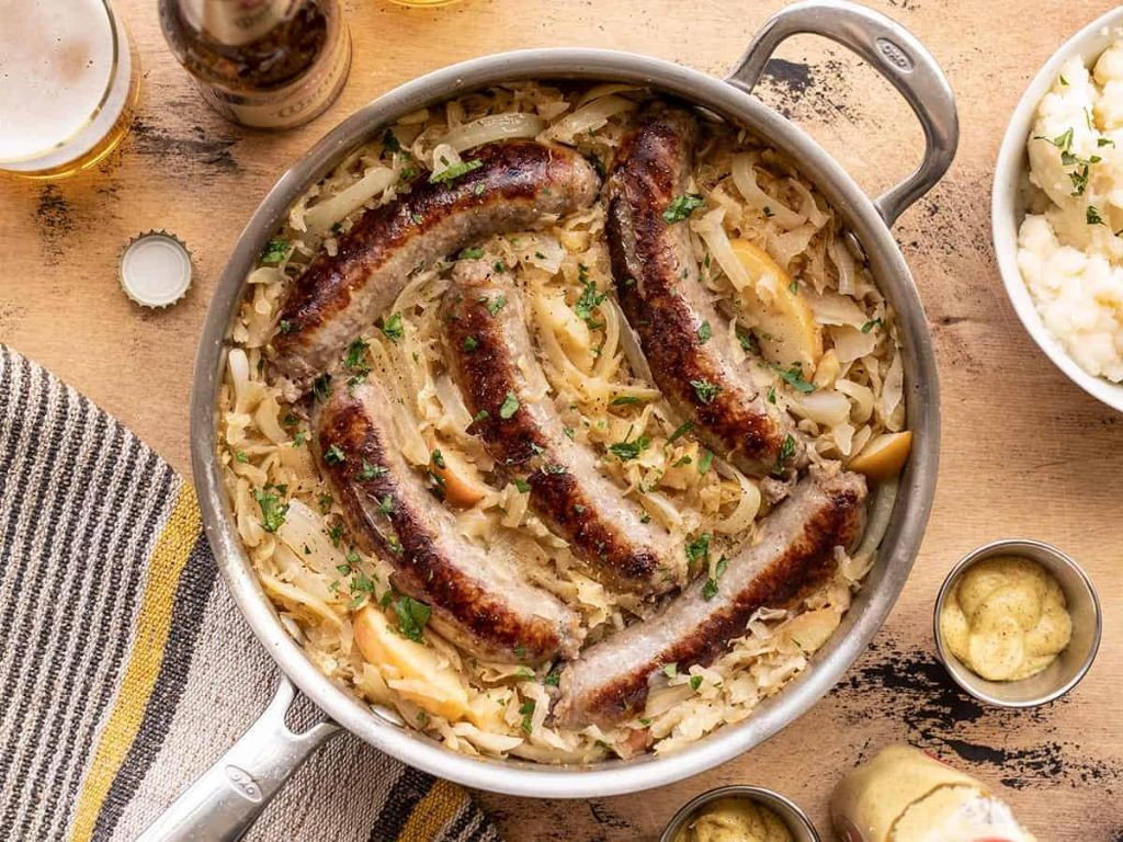 Bavarian-Style Beer Sausage with Sauerkraut