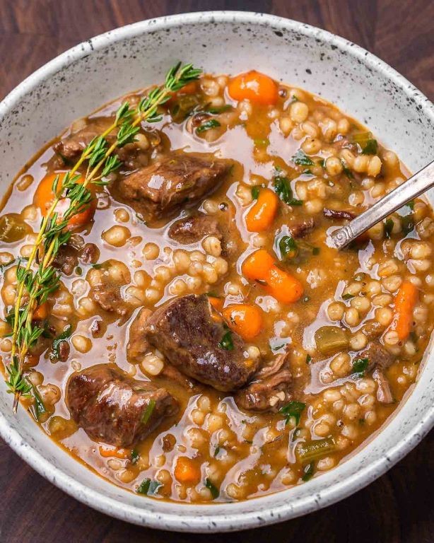 Beef Barley Soup with Leftover Steak