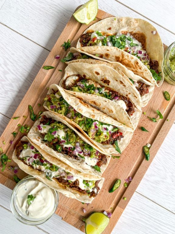 Beef Bourguignon Tacos with Fresh Cilantro