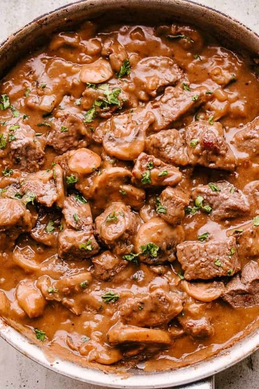 Beef Tips in Rich Mushroom Gravy
