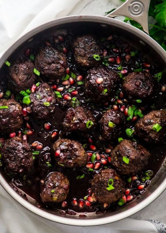 Beef and Pomegranate Glazed Meatballs