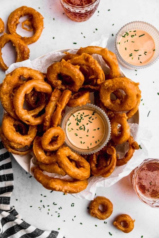 Beer-Battered Onion Rings with Curry Ketchup