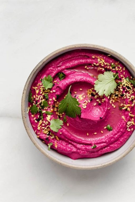 Beet Hummus with Toasted Sesame Seeds