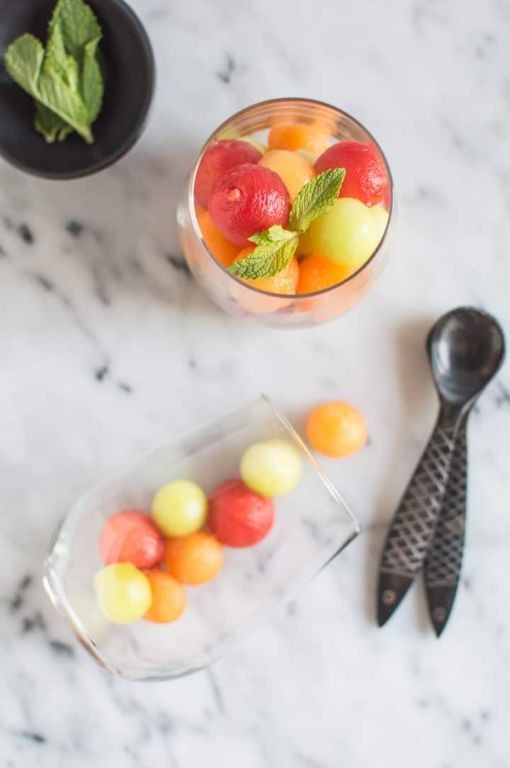 Berry-infused melon balls