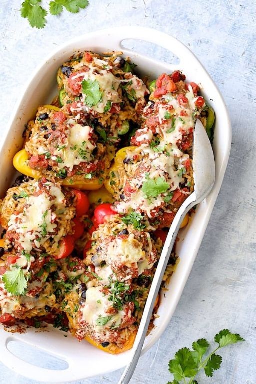 Black Bean and Chicken Stuffed Peppers with Rice