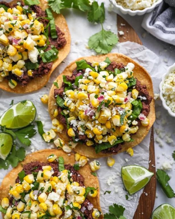 Black Bean and Corn Tostadas with Lime Crema