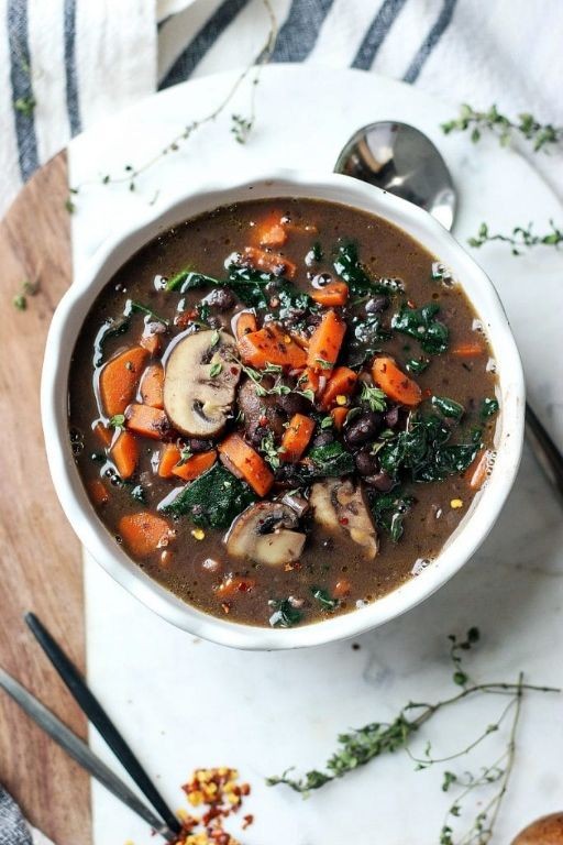 Black Bean and Mushroom Soup with Thyme