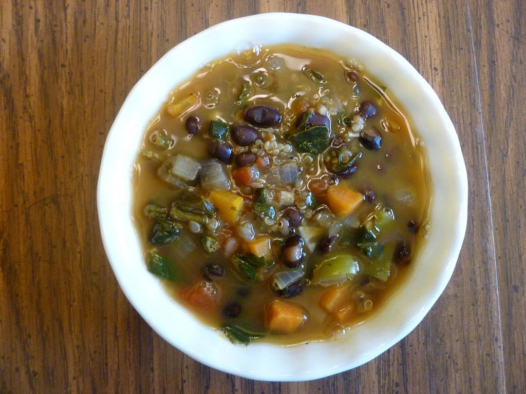 Black Bean and Quinoa Soup with Spinach