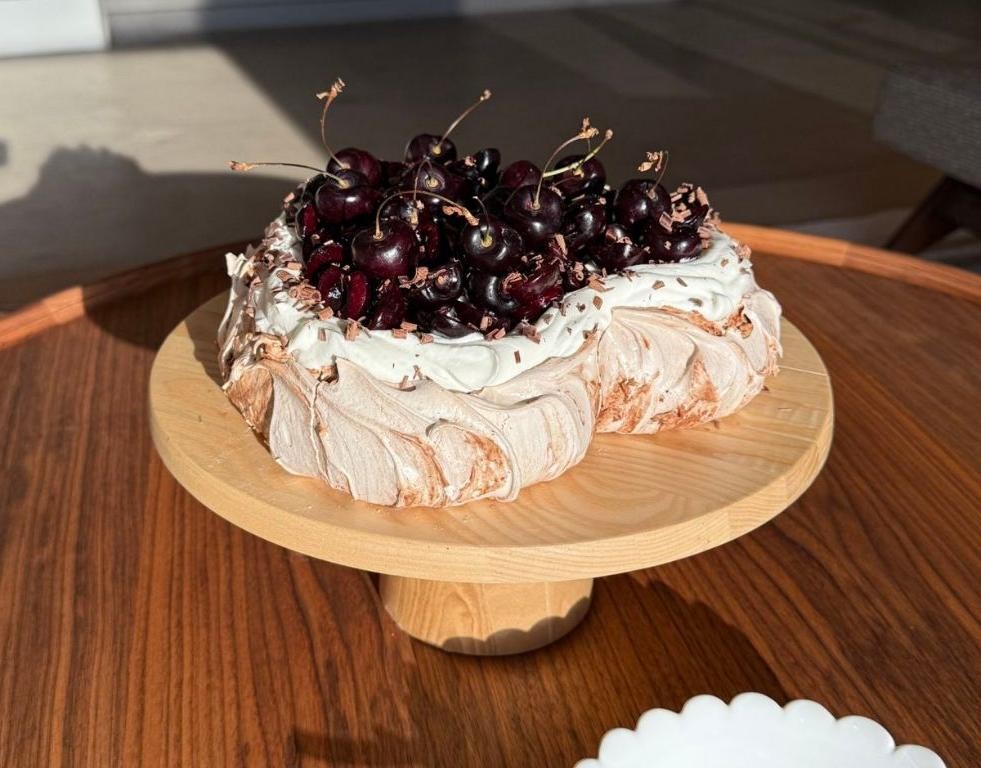Black Cherry Pavlova with Whipped Cream