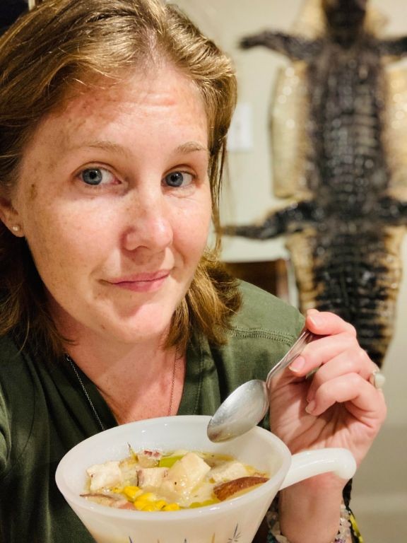 Black Drum Chowder with Corn and Bacon