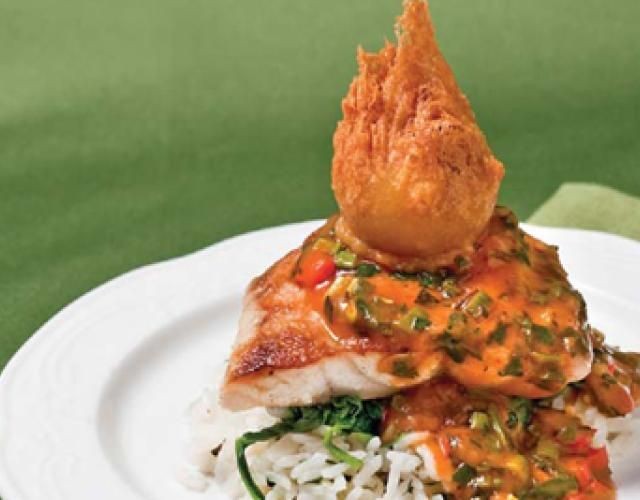 Black Drum with Roasted Red Pepper Sauce