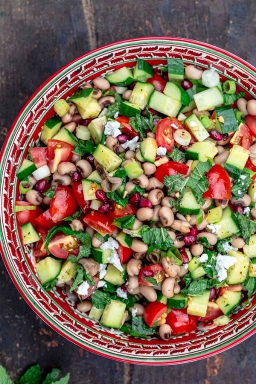 Black Eyed Peas Salad with Fresh Herbs and Feta