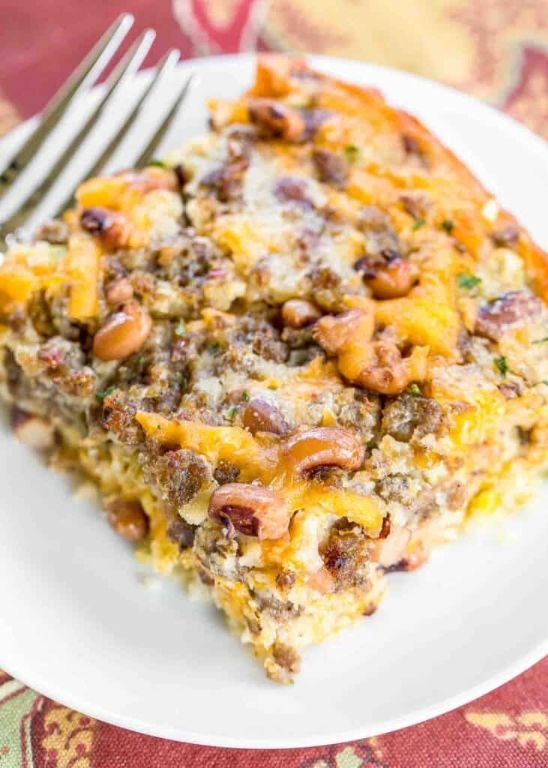 Black Eyed Peas and Cornbread Casserole