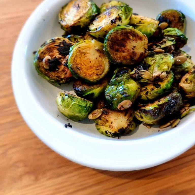 Black Garlic Roasted Brussels Sprouts
