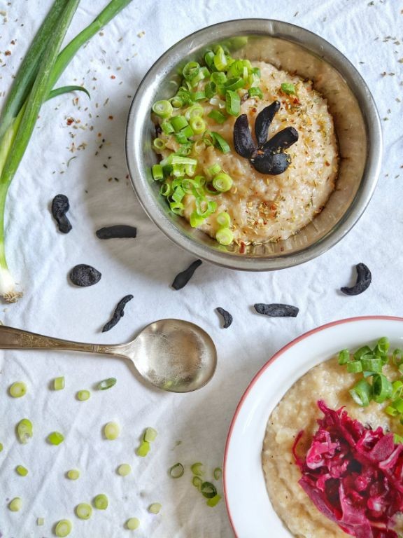 Black Garlic and Chicken Congee