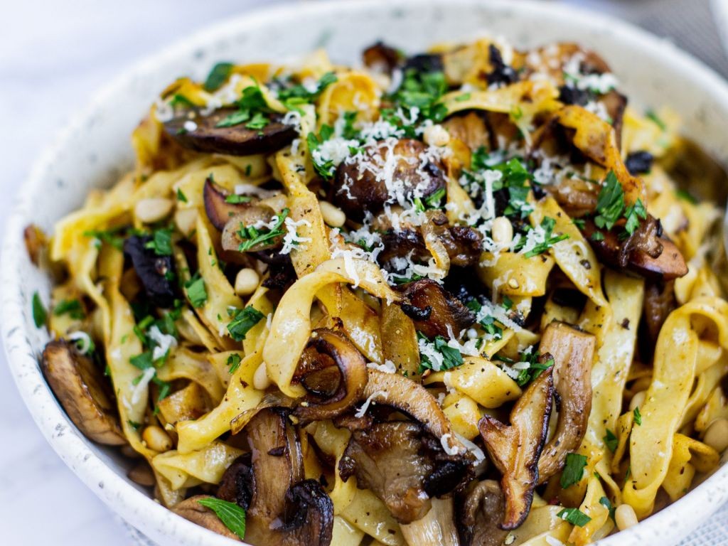 Black Garlic and Mushroom Pappardelle