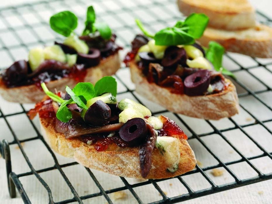 Black Olive and Anchovy Bruschetta