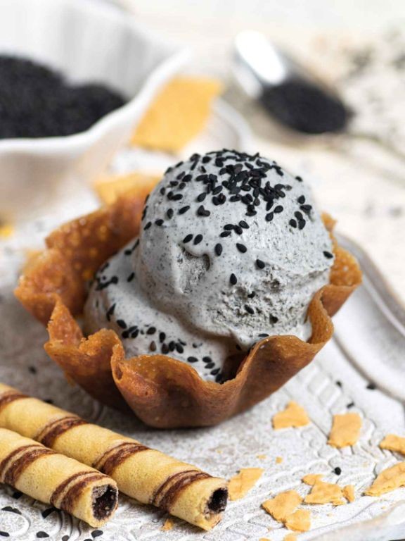 Black sesame condensed milk ice cream