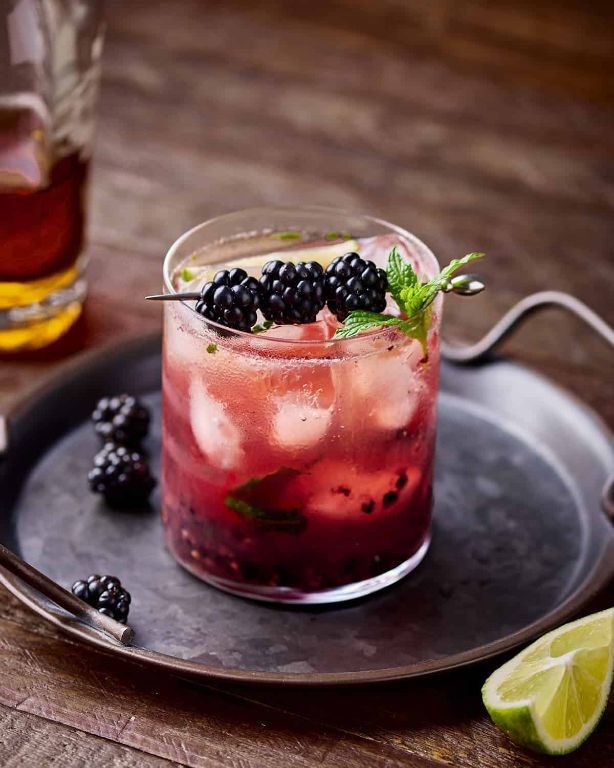 Blackberry Bourbon Smash with Thyme