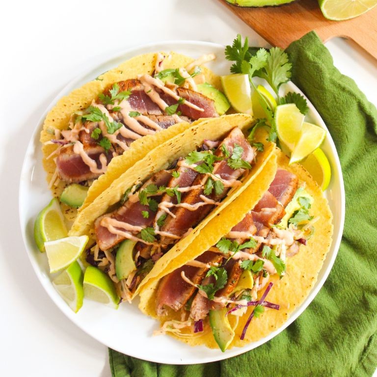 Blackened Outback Ahi Tuna Tacos with Chipotle Slaw