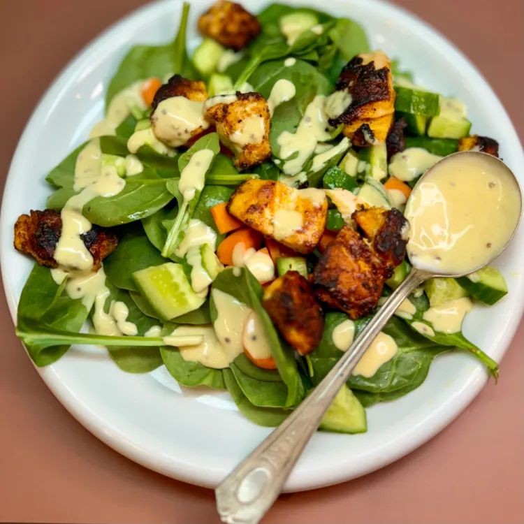 Blackened Salmon Salad with Honey Mustard Dressing