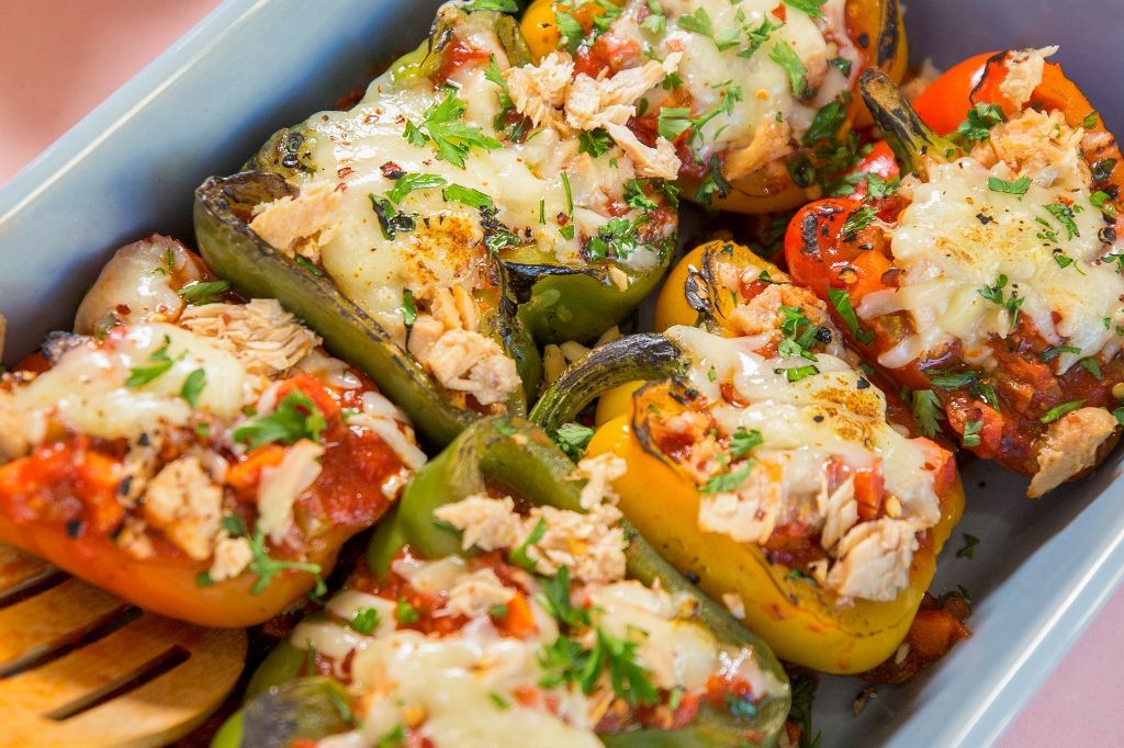 Blackened Salmon Stuffed Bell Peppers