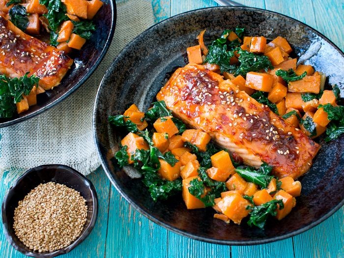Blackened Salmon and Sweet Potato Hash