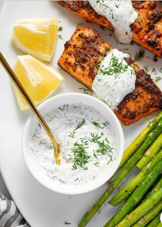 Blackened Salmon with Creamy Dill Sauce