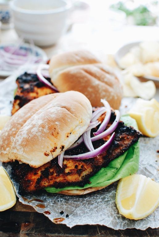 Blackened Tilapia Sandwich with Avocado Lime Crema