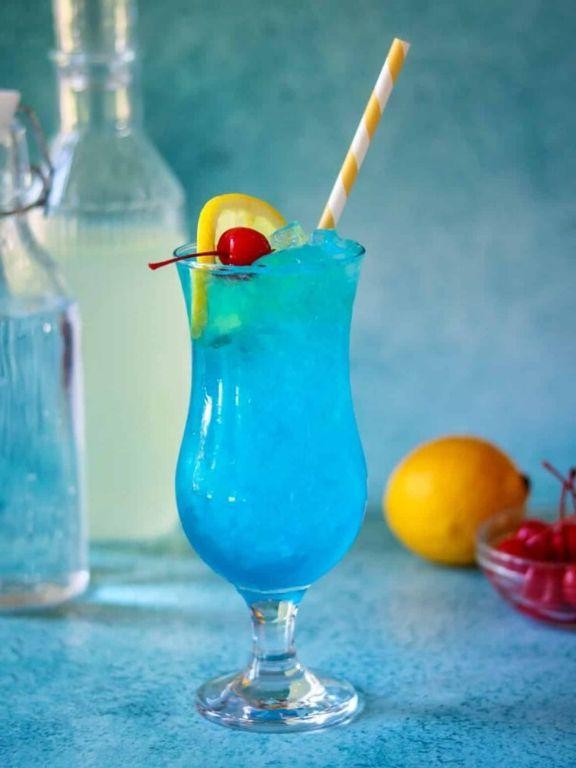 Blue Lagoon Mocktail with Blue Curacao