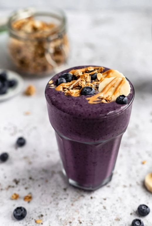 Blueberry Peanut Butter Chocolate Smoothie