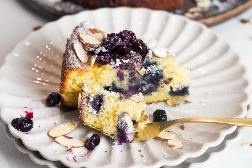 Blueberry Ricotta Cheesecake with Almond Crust