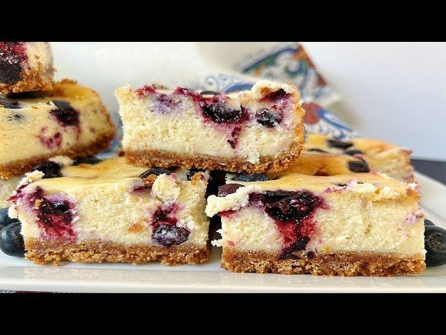 Blueberry Sugar Spun Cheesecake Bars