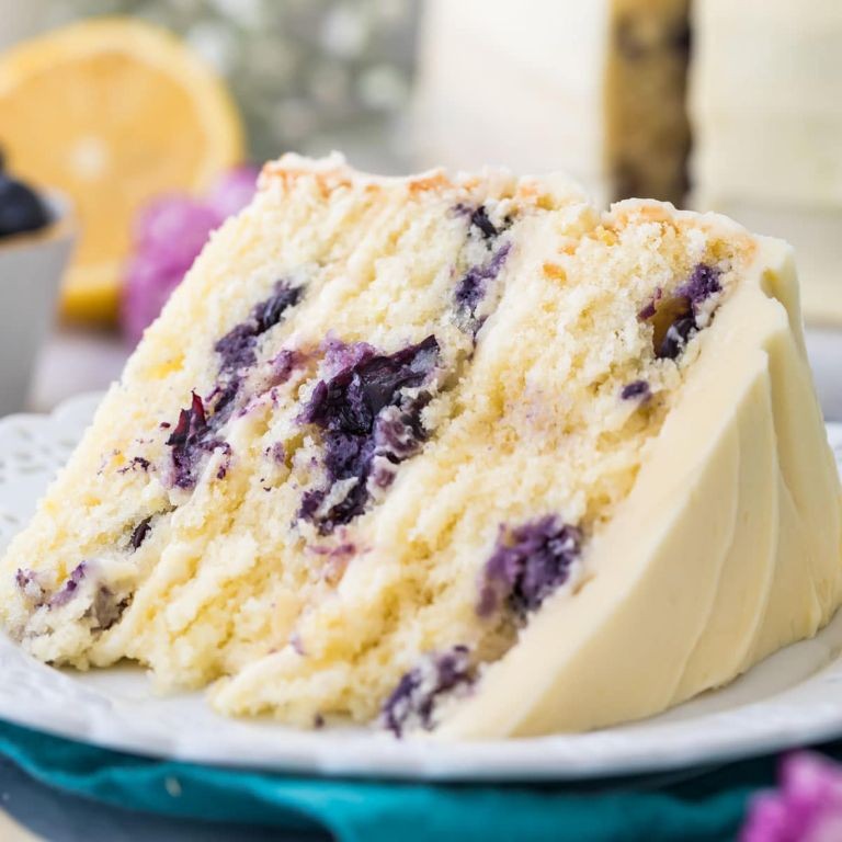 Blueberry Swirl Yellow Cake with Lemon Icing