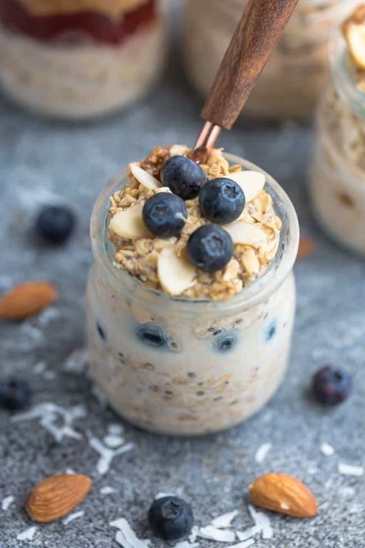 Blueberry and Almond Butter Overnight Oats