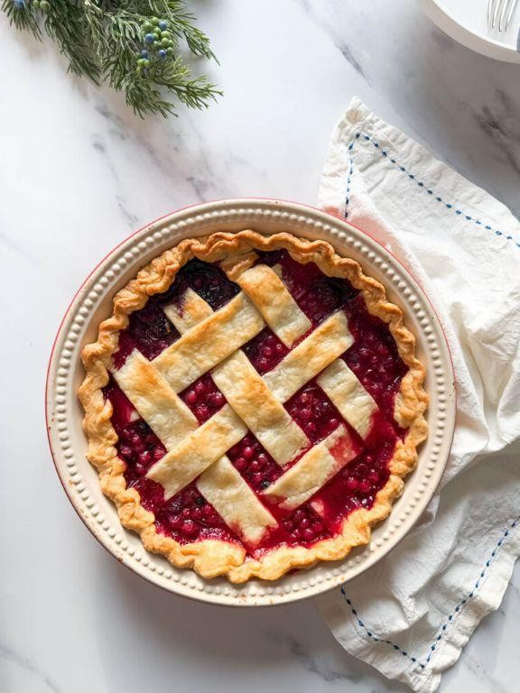 Bourbon-Spiked Cranberry Pie with Buttery Crust