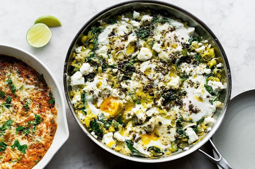 Braised Eggs with Leeks and Za